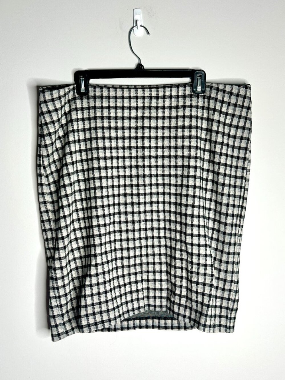 J. Jill Ponte Gray Black Plaid Pull On Pencil Skirt Career Stretch Preppy Sz 2X